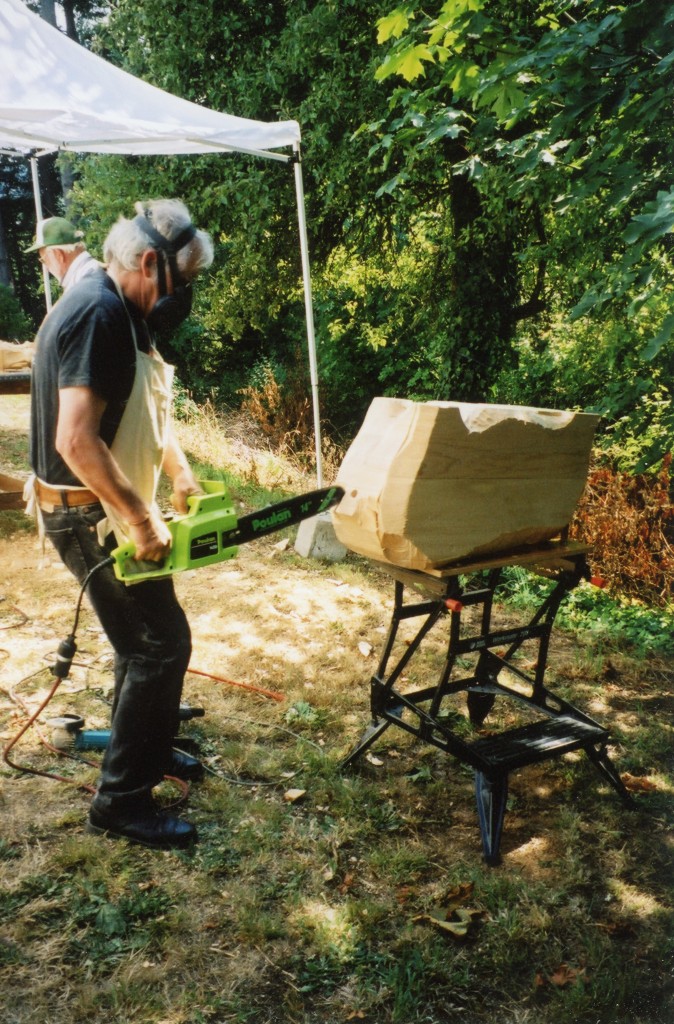 The carving begins